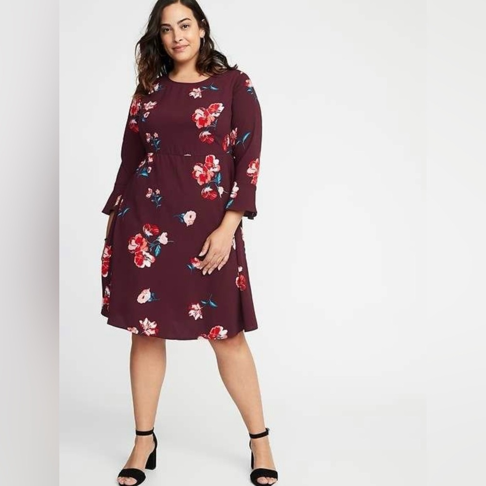 Women’s XL Floral Burgundy Dress